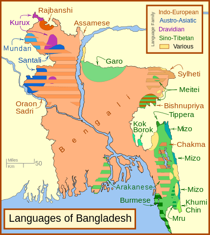 mapa de idiomas de bangladesh