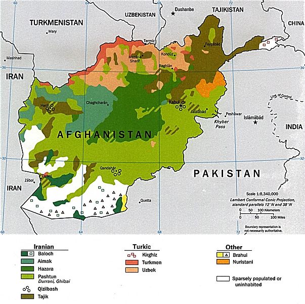 mapa de grupos etnolinguisticos de afganistan