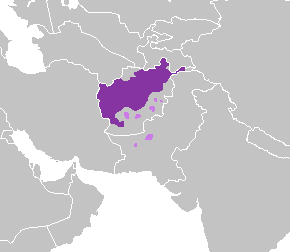 mapa del idioma dari persa afgano en afganistan