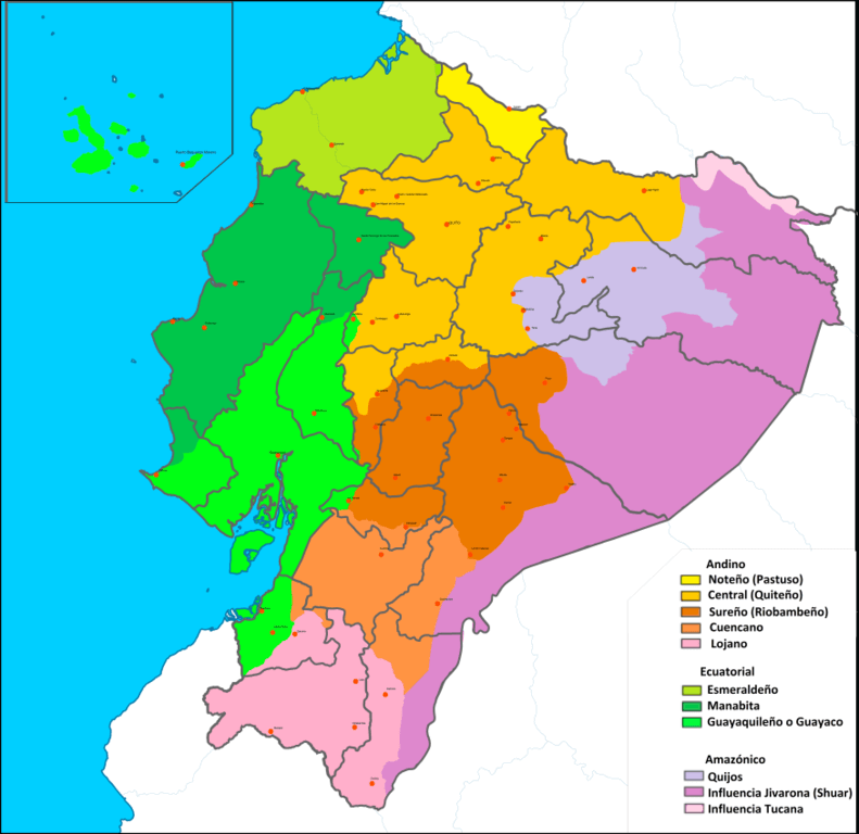 mapa de dialectos de español en ecuador