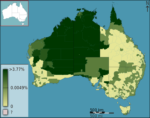 mapa porcentaje hablantes lenguas indigenas australia
