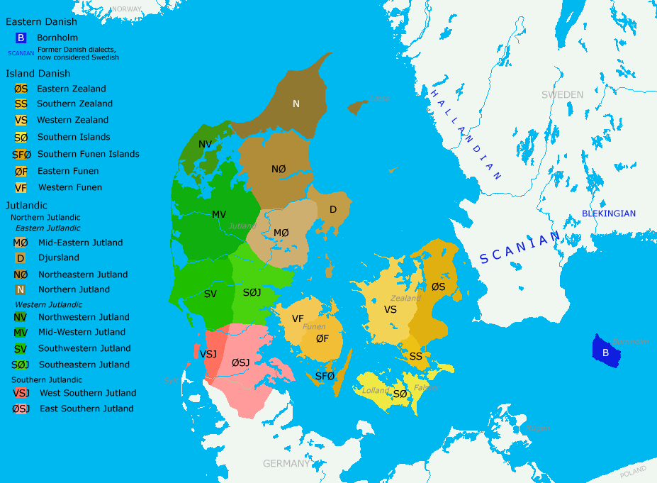 dialectos del danes en dinamarca