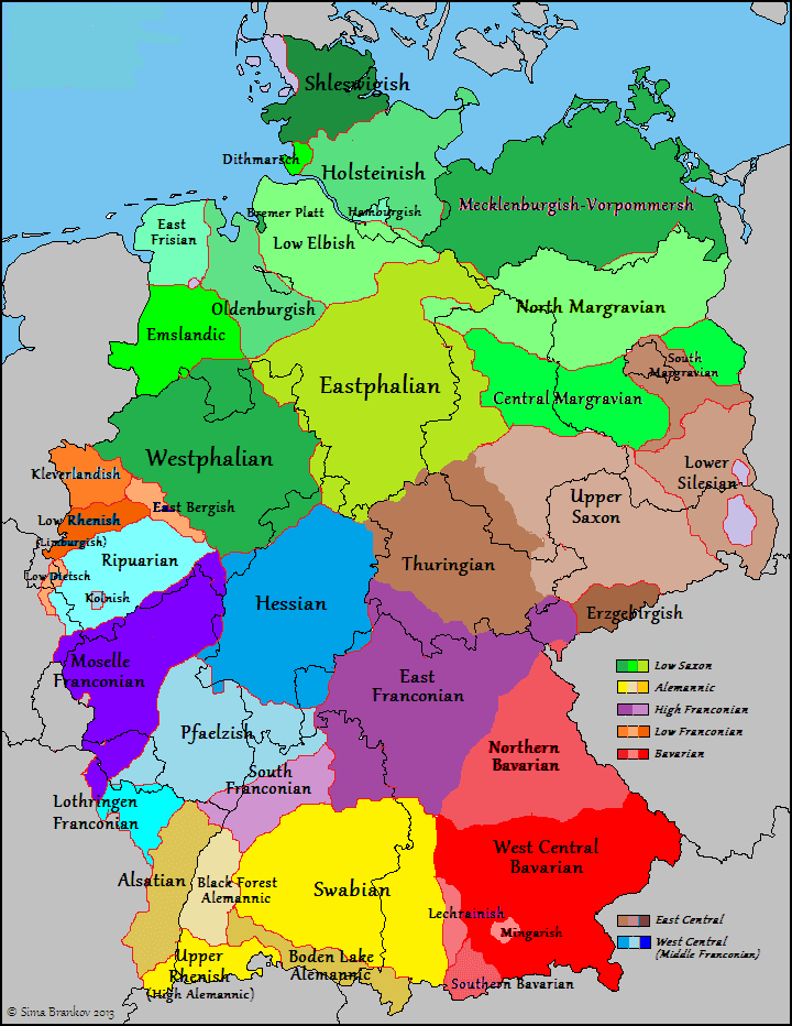 mapa de dialectos en alemania